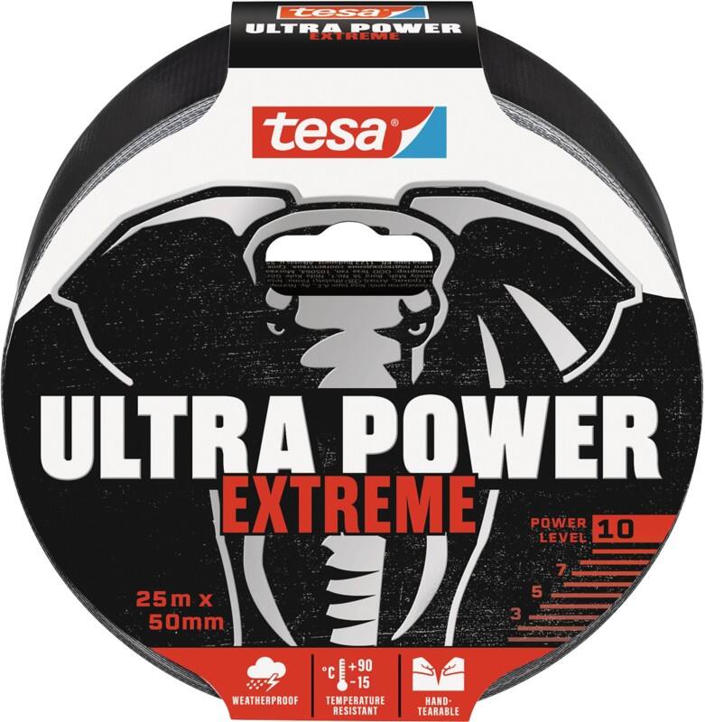 tesa Kraftklebeband Ultra Power Extreme Schwarz 50 mm (B) x 25 m (L) PE (Polyethylen)