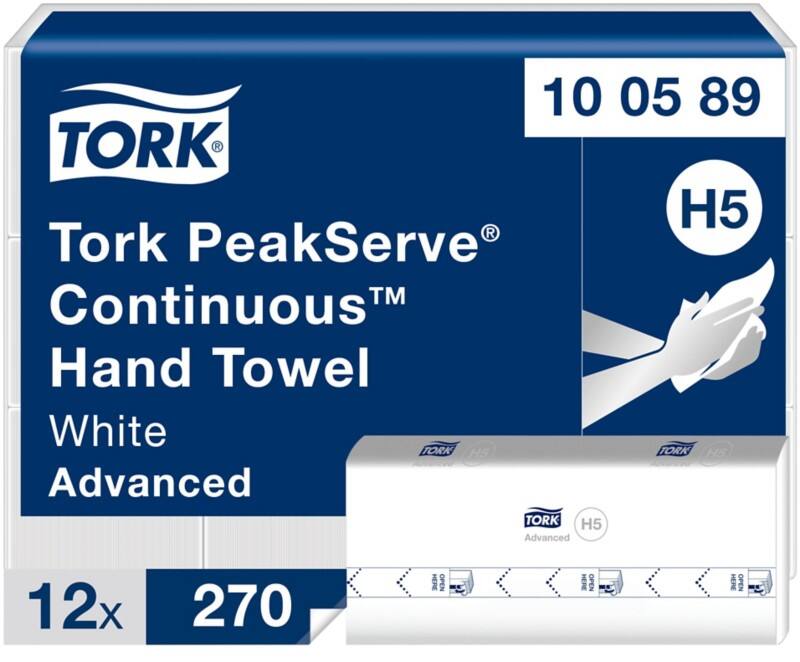 Tork Peakserve Papierhandtücher H5 Weiss 1-lagig 100589 12 Stück à 270 Blatt