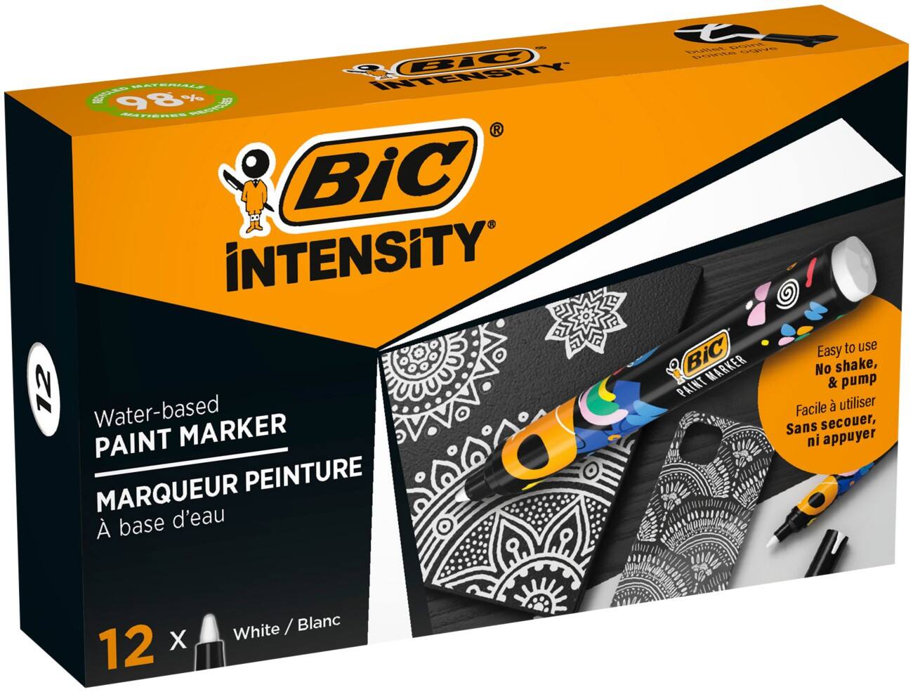 BIC Permanenter Lackmarker Weiss Mittelere Spitze Kegelförmig 2,3 mm 12 Stück