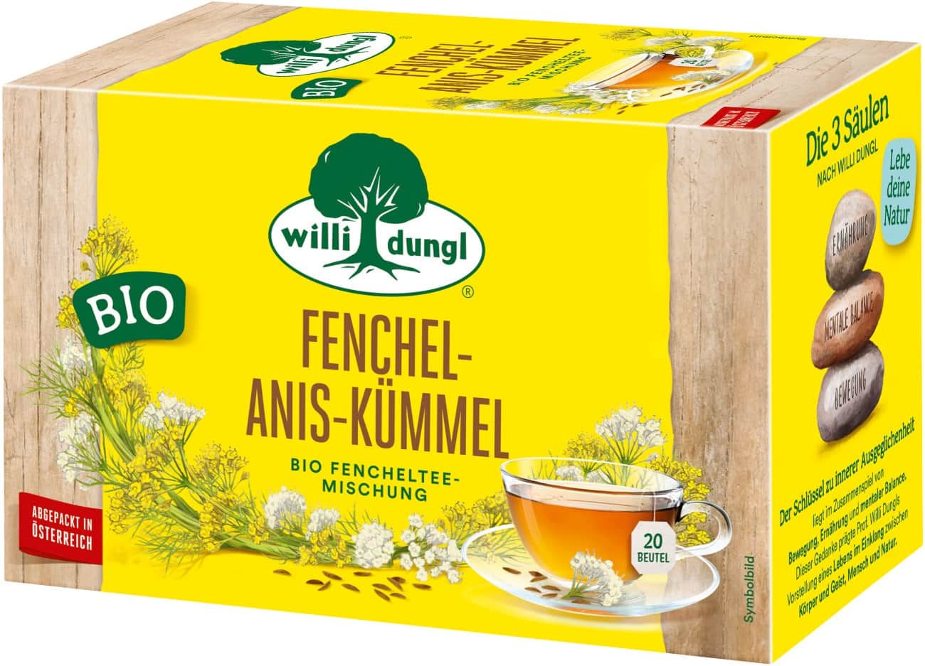 TEEKANNE Willi Dungl Koffeinfrei Früchteteebeutel Fenchel Anis Kümmel 20 Stück