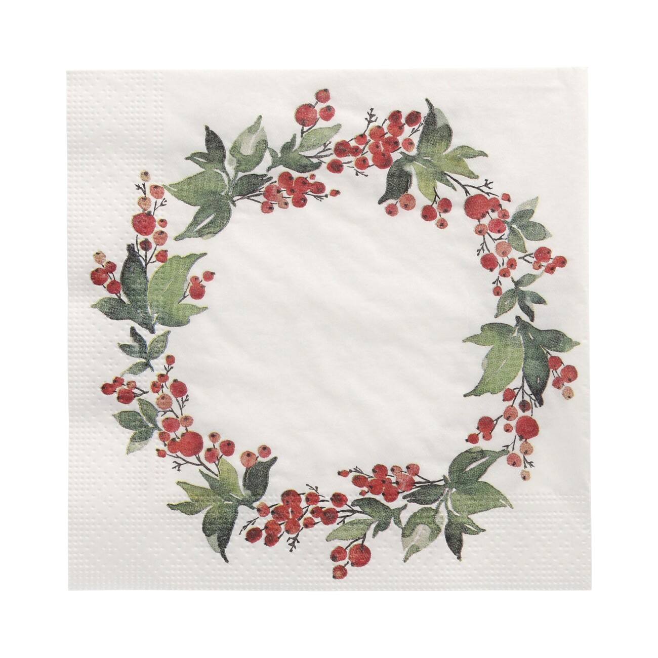 Serviettes PAPSTAR Couronne de houx de Noël 3 épaisseurs 33 x 33 cm 20 unités