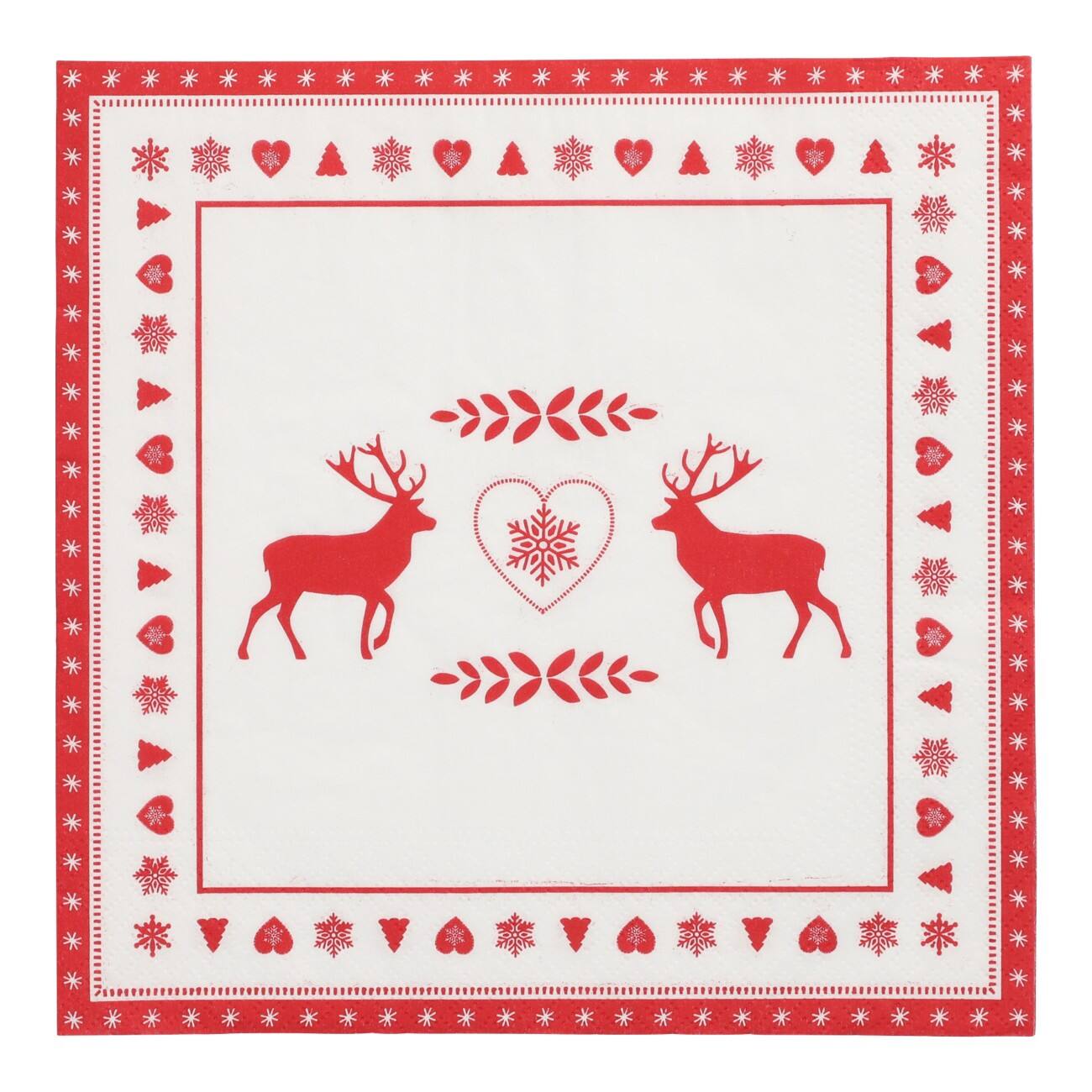 Serviettes PAPSTAR Rennes de Noël 3 épaisseurs 40 x 40 cm 20 unités