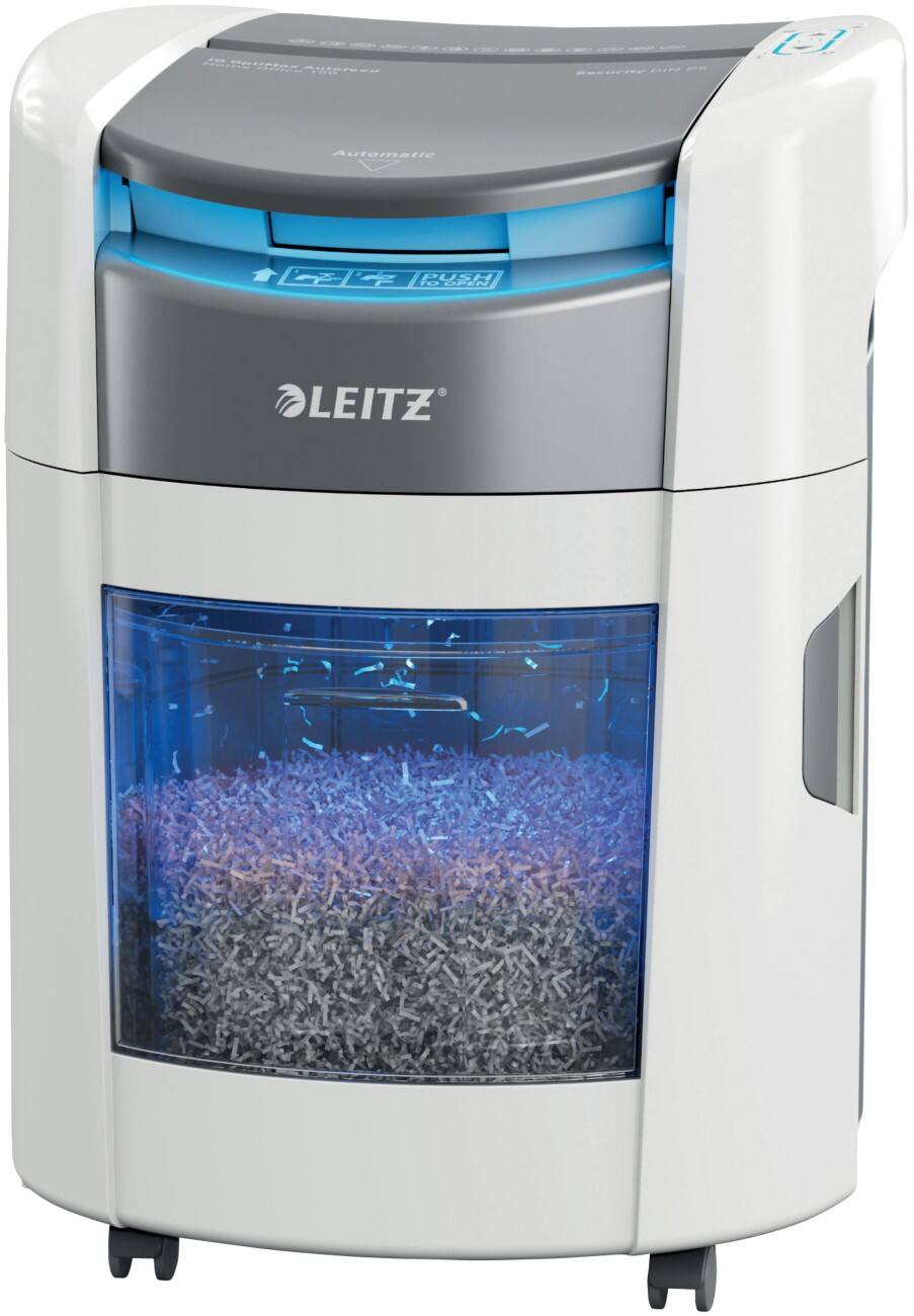Leitz IQ Autofeed OptiMax Aktenvernichter 165 Blatt Kreuzschnitt Sicherheitsstufe P-4 15 L