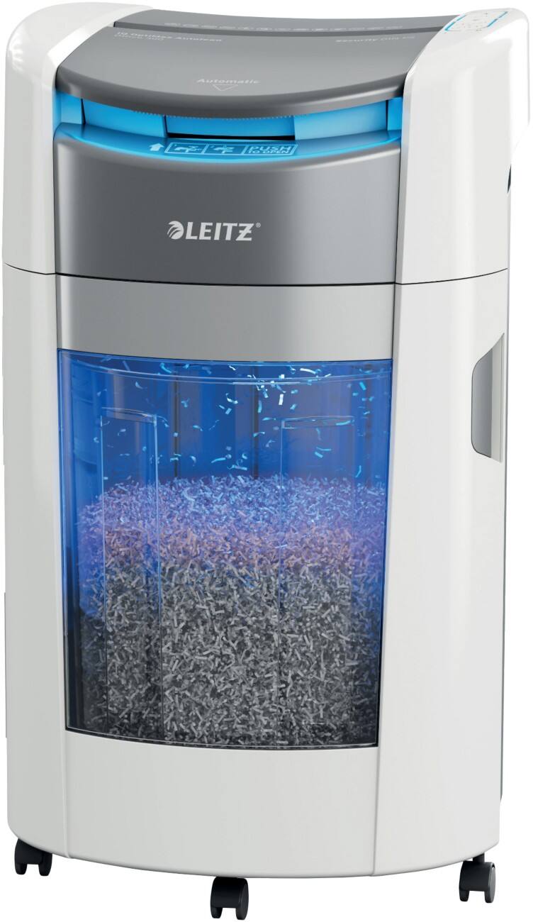 Leitz IQ Autofeed OptiMax Aktenvernichter 330 Blatt Kreuzschnitt Sicherheitsstufe P-4 25 L