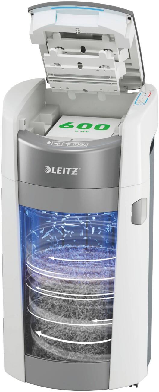 Leitz IQ OptiMax Aktenvernichter 660 Blatt Mikroschnitt Sicherheitsstufe P-5 50 L