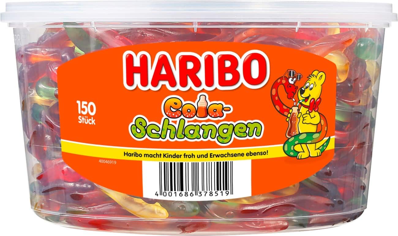 Haribo Cola Schlangen Cola, Zitrone Fruchtgummis 150 Stück à 7 g