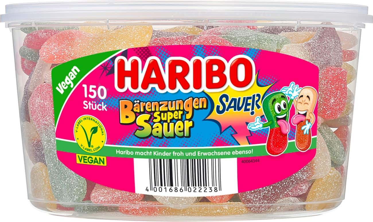 Haribo Super Sour Zungen Fruchtgummi-Mischung 150 Stück à je 9 g