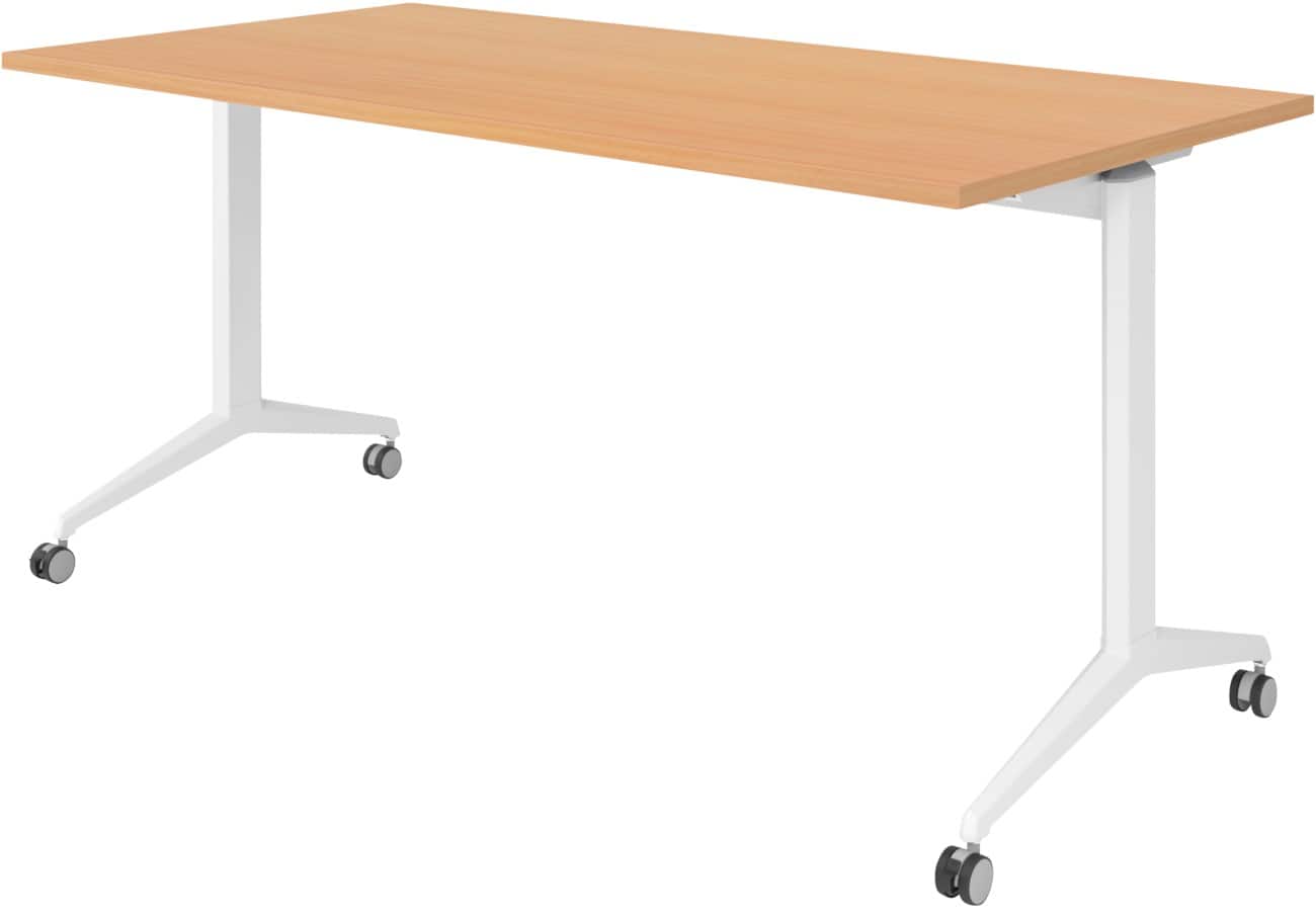 Table rabattable Hammerbacher Hêtre Acier, aggloméré Blanc 160 x 800 x 750 mm