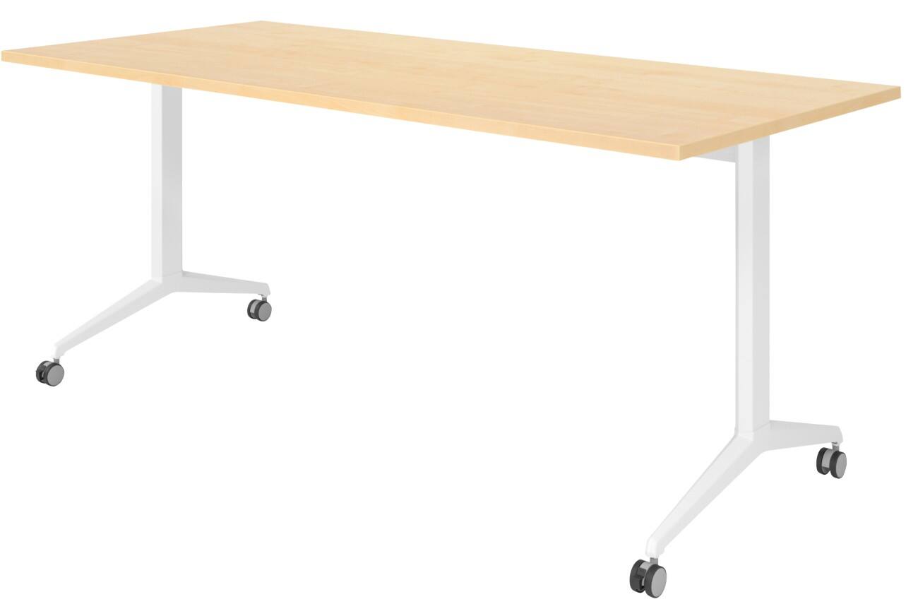 Table rabattable Hammerbacher Acier, aggloméré Blanc 180 x 800 x 750 mm