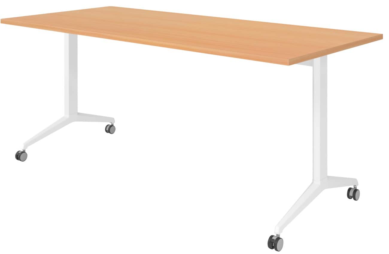 Table rabattable Hammerbacher Hêtre Acier, aggloméré Blanc 180 x 800 x 750 mm