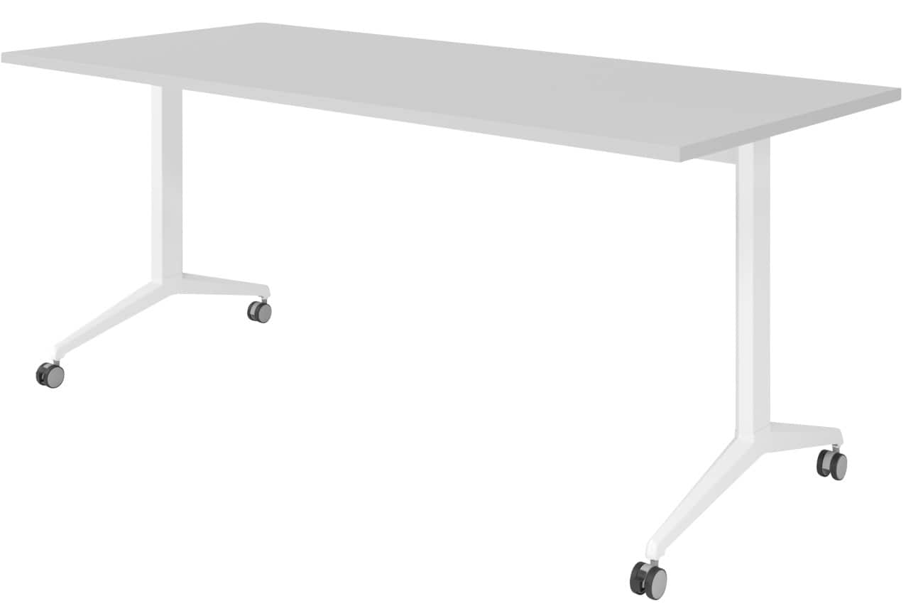 Table rabattable Hammerbacher Acier, aggloméré Blanc 180 x 800 x 750 mm