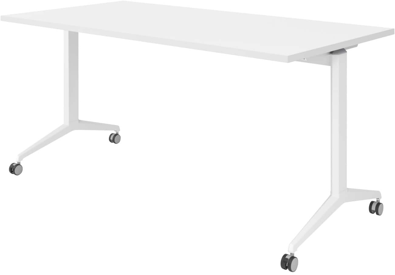 Table rabattable Hammerbacher Acier, aggloméré Blanc 160 x 800 x 750 mm