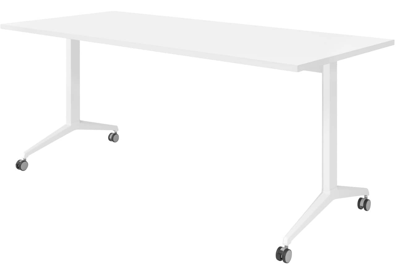 Table rabattable Hammerbacher Acier, aggloméré Blanc 180 x 800 x 750 mm