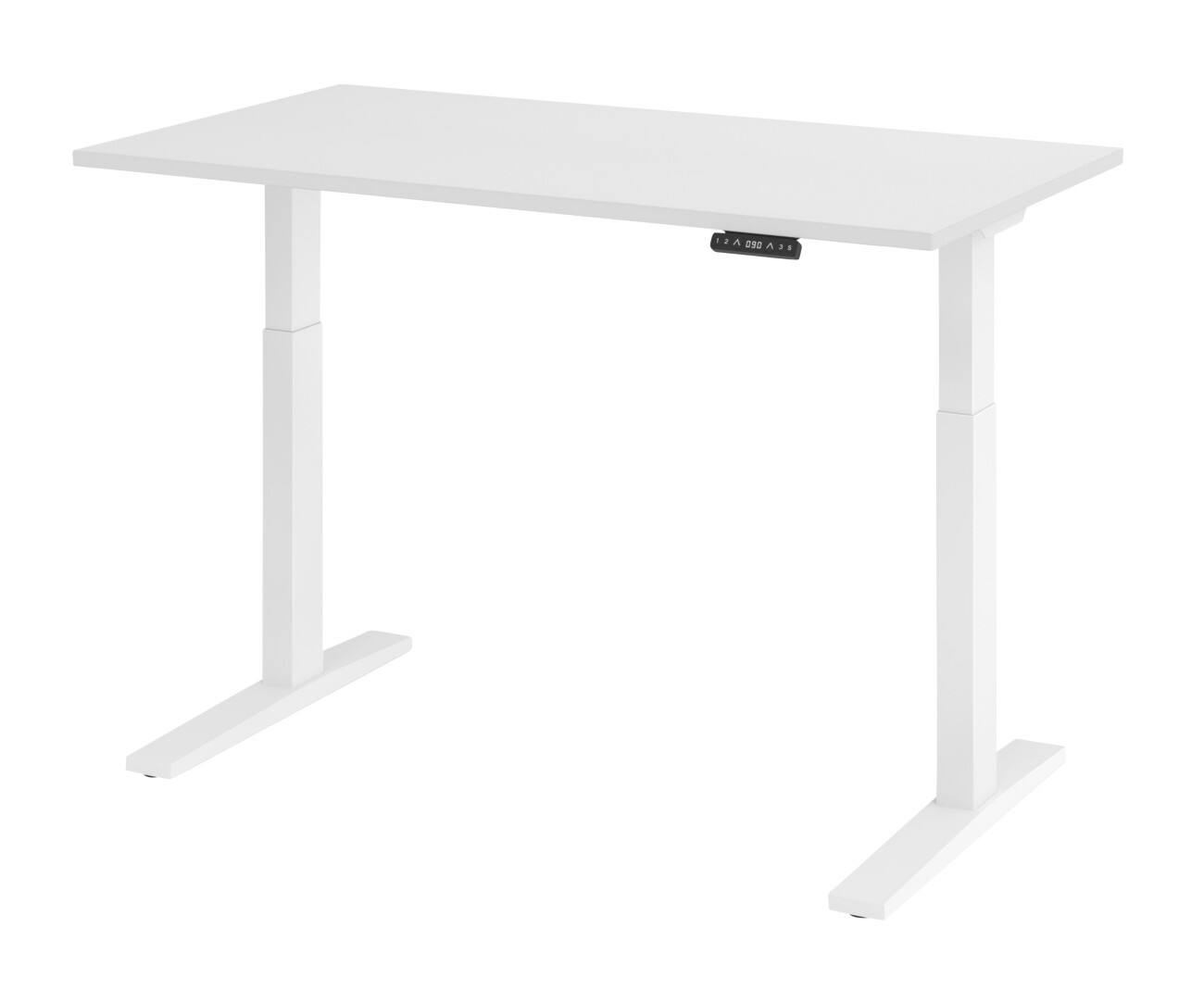 Hammerbacher Elektronisch Höhenverstellbarer Schreibtisch Rechteckig Weiß C-Fuß 1.400 (B) x 800 (T) x 1.200 (H) mm Spanplatte, Stahl