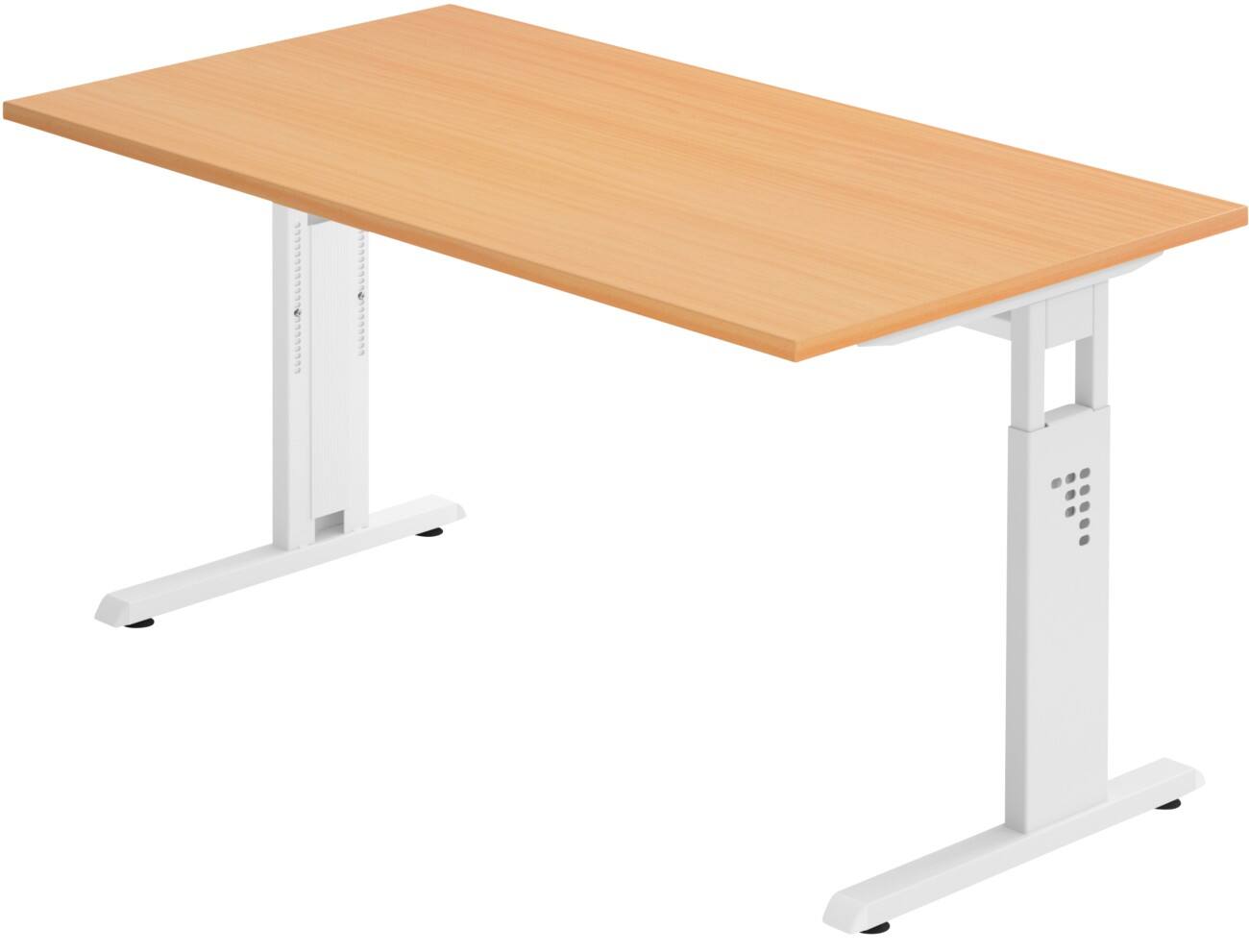 Bureau assis-debout Hammerbacher Hauteur ajustable Rectangulaire Décor hêtre Piètement en C 1400 (l) x 800 (p) x 850 (h) mm Acier, aggloméré