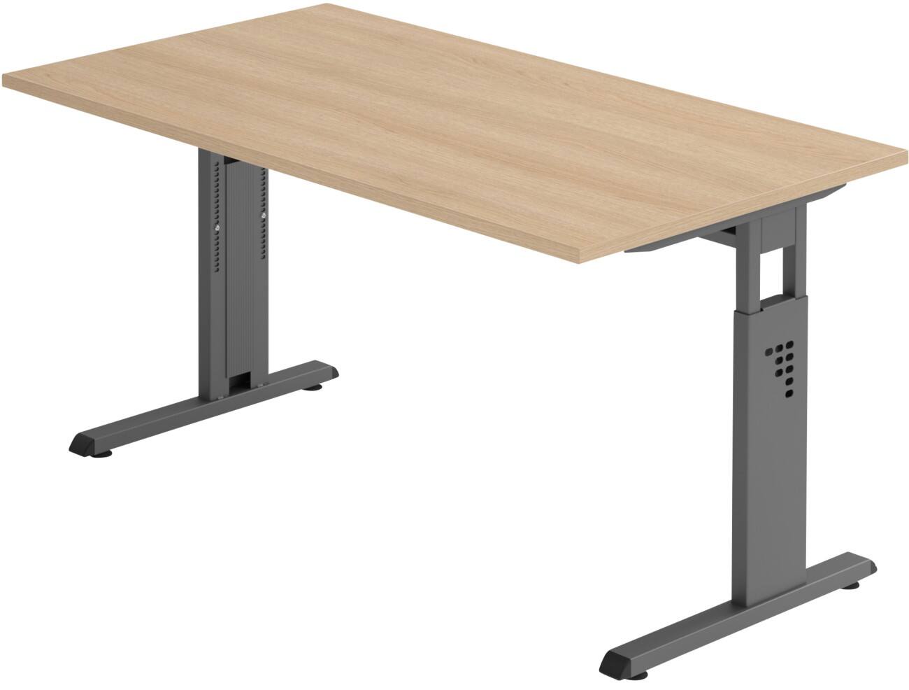 Bureau assis-debout Hammerbacher Hauteur ajustable Rectangulaire Piètement en C 1400 (l) x 800 (p) x 850 (h) mm Acier, aggloméré