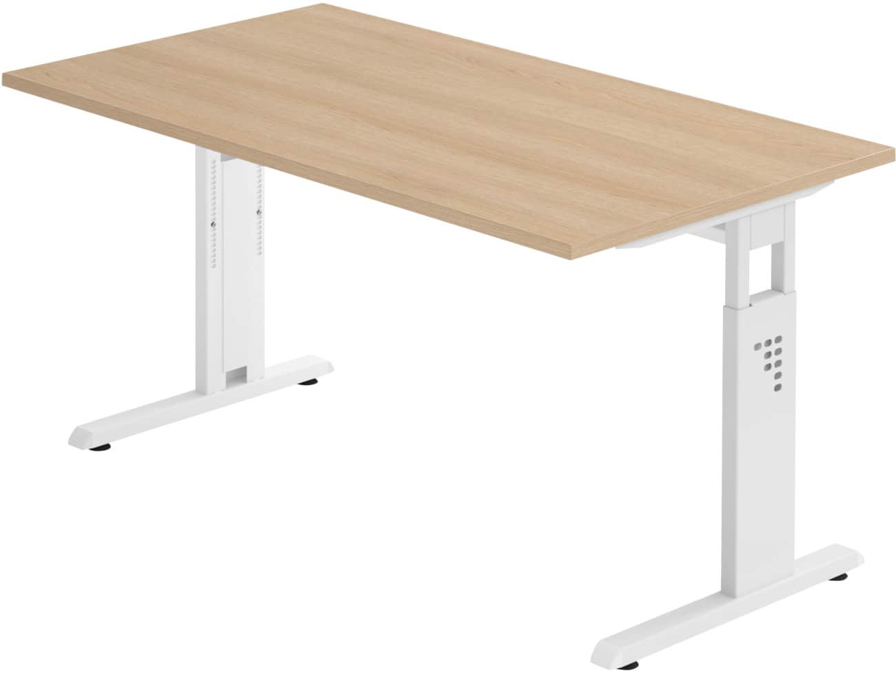 Bureau assis-debout Hammerbacher Hauteur ajustable Rectangulaire Piètement en C 1400 (l) x 800 (p) x 850 (h) mm Acier, aggloméré