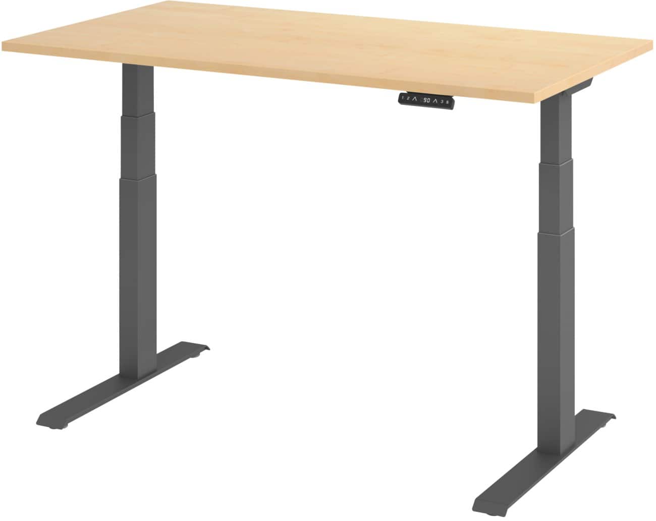 Hammerbacher Elektronisch Höhenverstellbarer Schreibtisch Rechteckig C-Fuß 1.400 (B) x 800 (T) x 1.290 (H) mm Spanplatte, Stahl