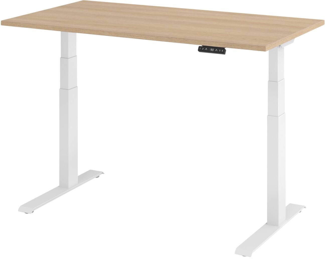 Hammerbacher Elektronisch Höhenverstellbarer Schreibtisch Rechteckig C-Fuß 1.400 (B) x 800 (T) x 1.290 (H) mm Spanplatte, Stahl