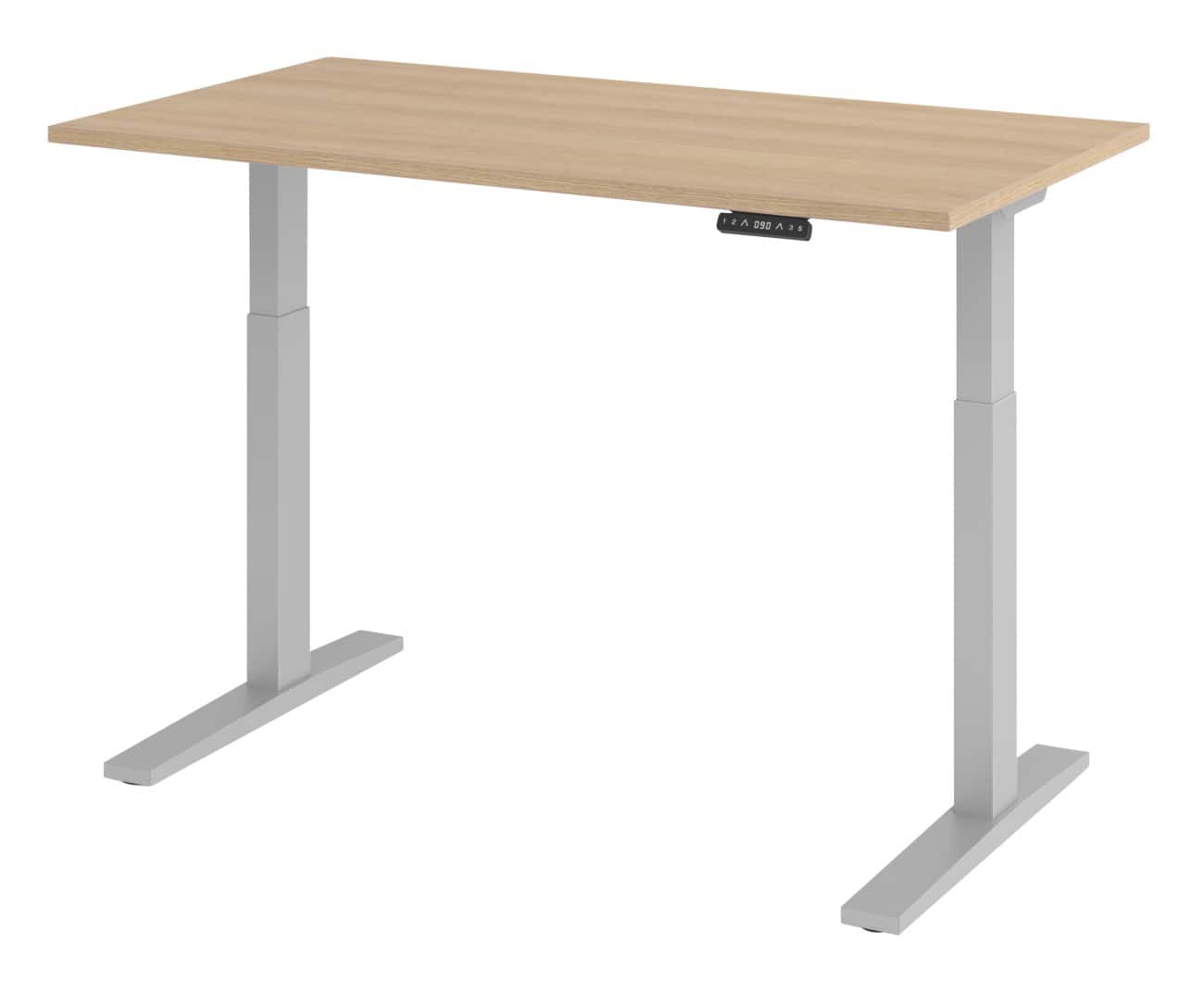 Hammerbacher Elektronisch Höhenverstellbarer Schreibtisch Rechteckig C-Fuß 1.400 (B) x 800 (T) x 1.200 (H) mm Spanplatte, Stahl