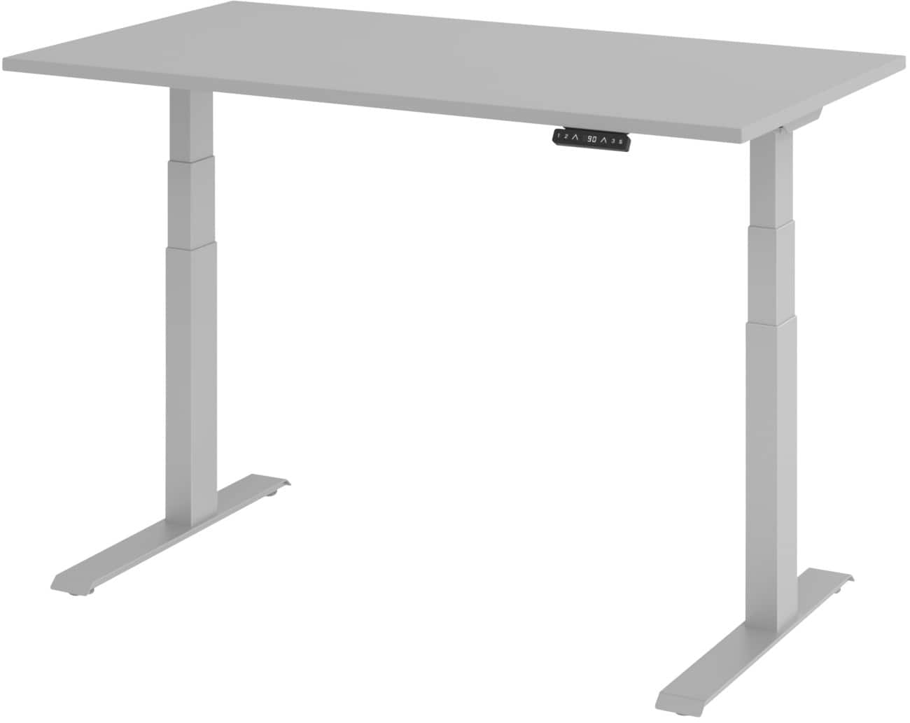 Bureau assis-debout Hammerbacher Hauteur ajustable électriquement Rectangulaire Gris Piètement en C 1400 (l) x 800 (p) x 1290 (h) mm Acier, aggloméré