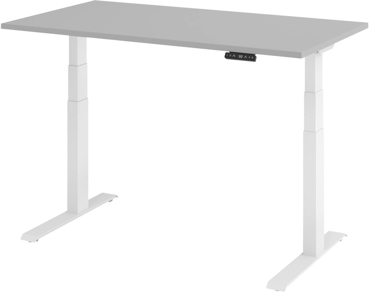 Bureau assis-debout Hammerbacher Hauteur ajustable électriquement Rectangulaire Gris Piètement en C 1400 (l) x 800 (p) x 1290 (h) mm Acier, aggloméré