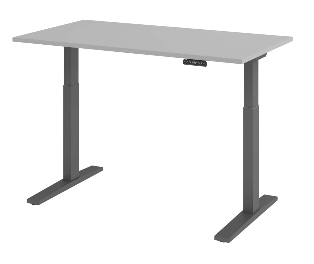 Bureau assis-debout Hammerbacher Hauteur ajustable électriquement Rectangulaire Gris Piètement en C 1400 (l) x 800 (p) x 1200 (h) mm Acier, aggloméré