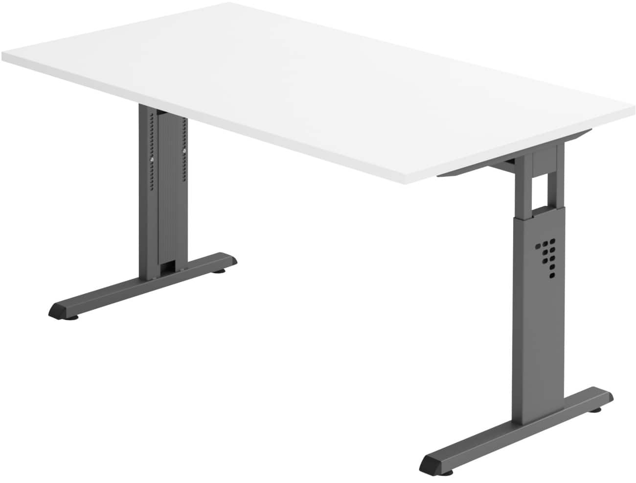 Bureau assis-debout Hammerbacher Hauteur ajustable Rectangulaire Blanc Piètement en C 1400 (l) x 800 (p) x 850 (h) mm Acier, aggloméré