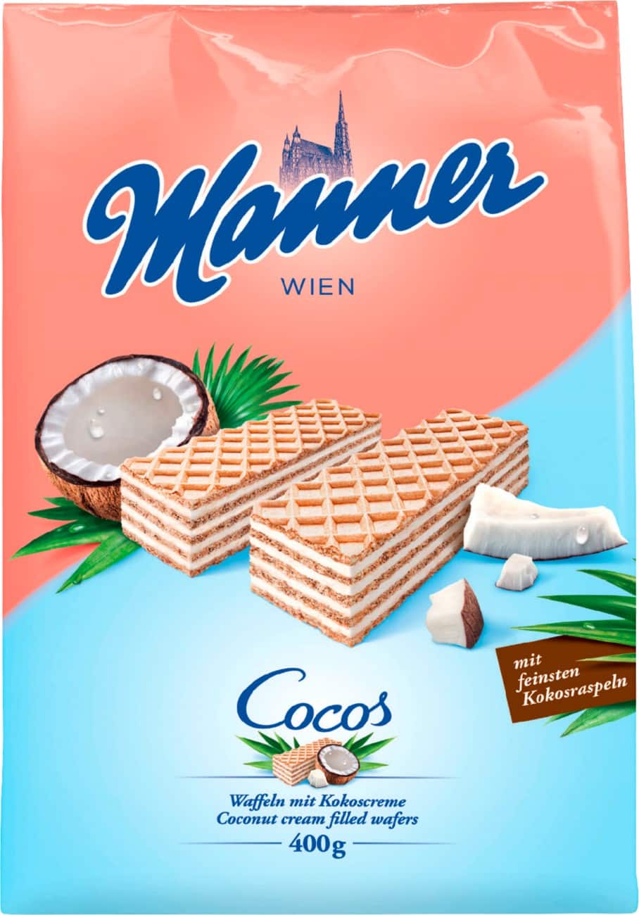 Gaufrettes Manner Crème à la noix de coco 400 g
