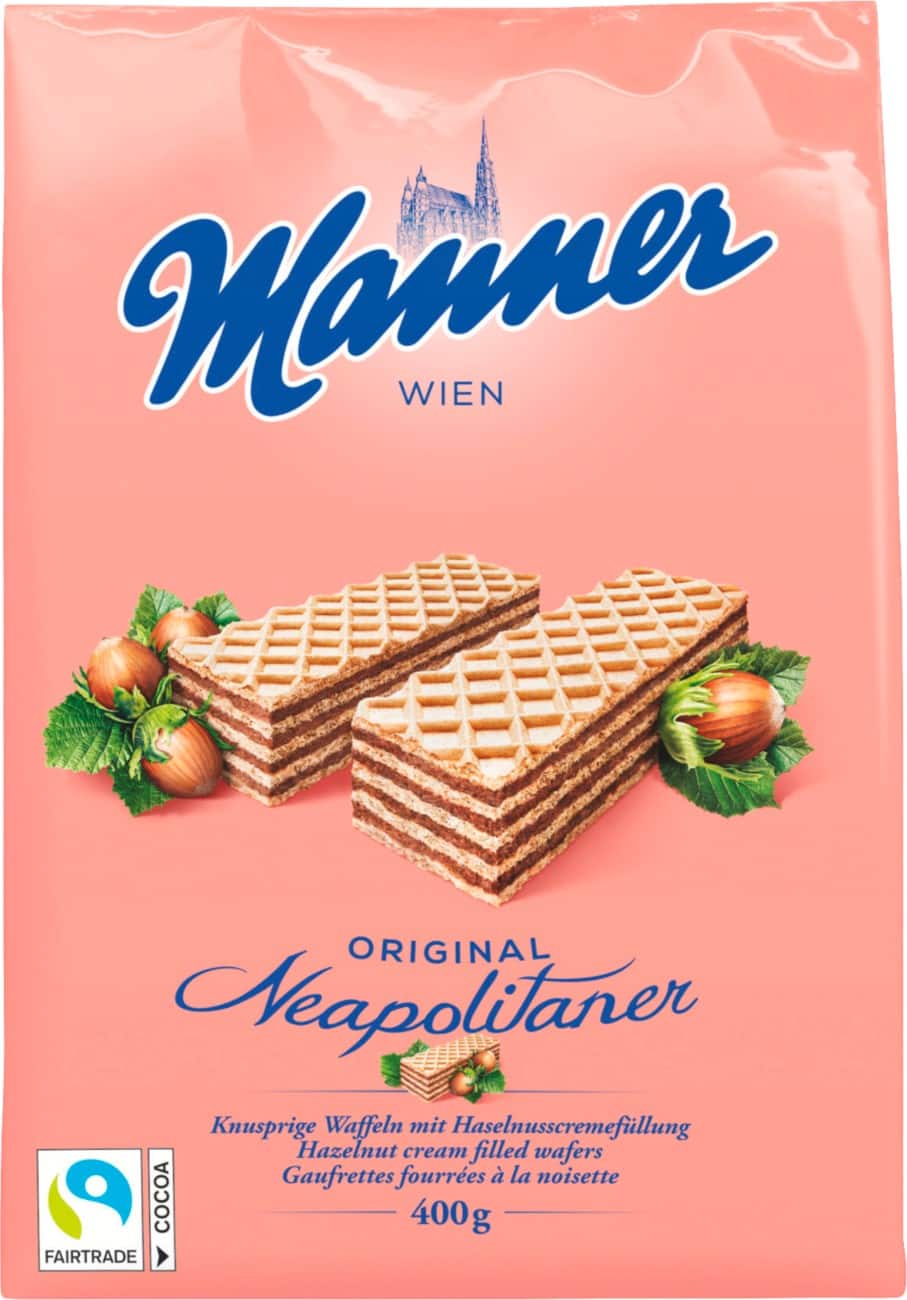 Gaufrettes Manner Original Neapolitan Crème à la noisette Wafers 400 g