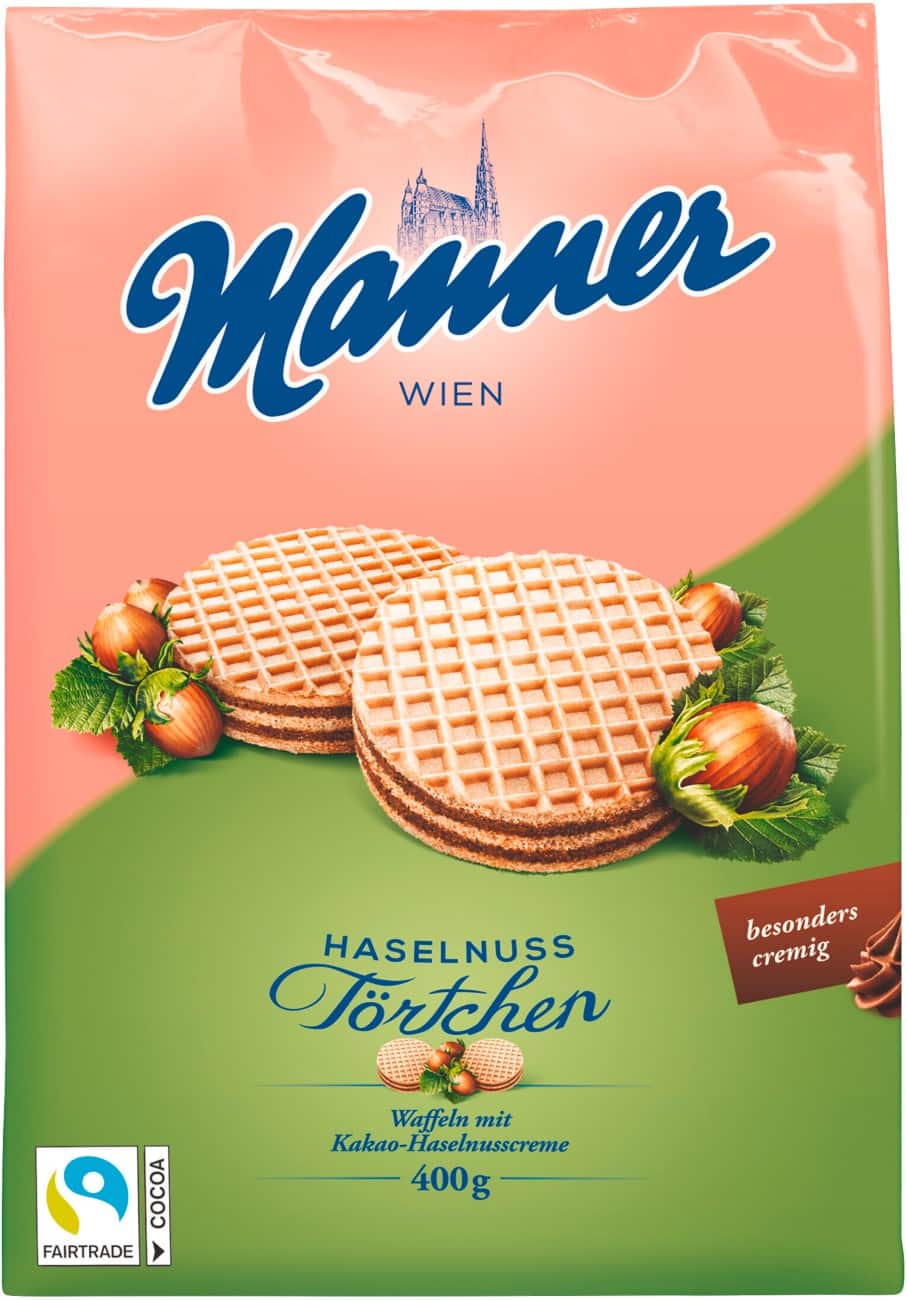 Gaufrettes Manner Tortchen Crème à la noisette et au chocolat 400 g