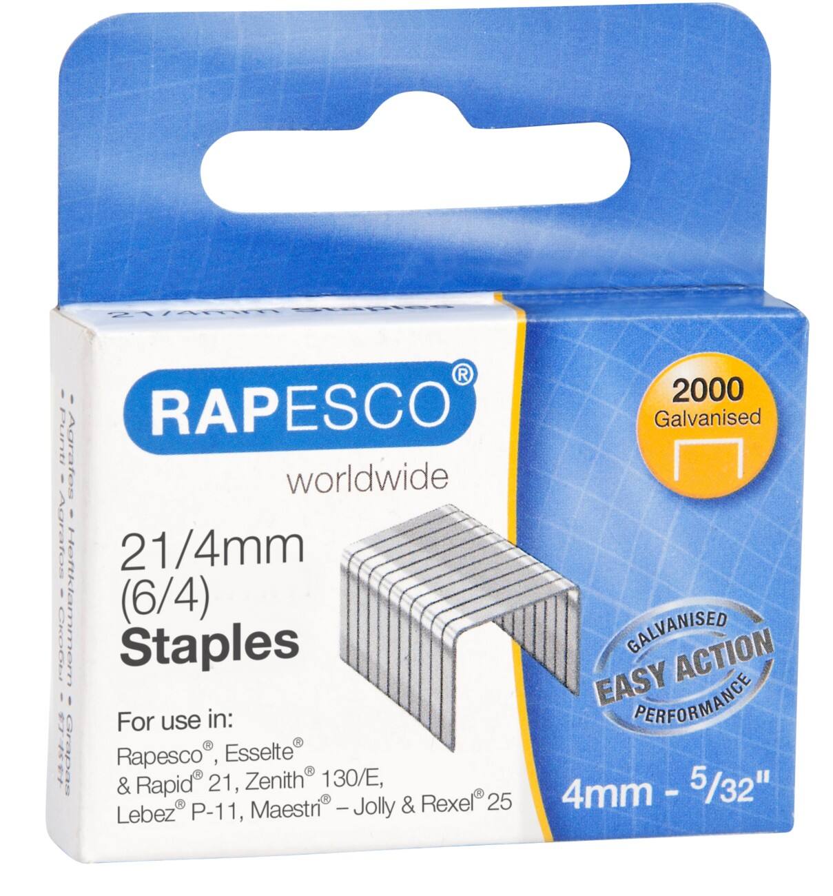 Agrafes Rapesco 21/4 1367 Acier Argenté 2 000 unités