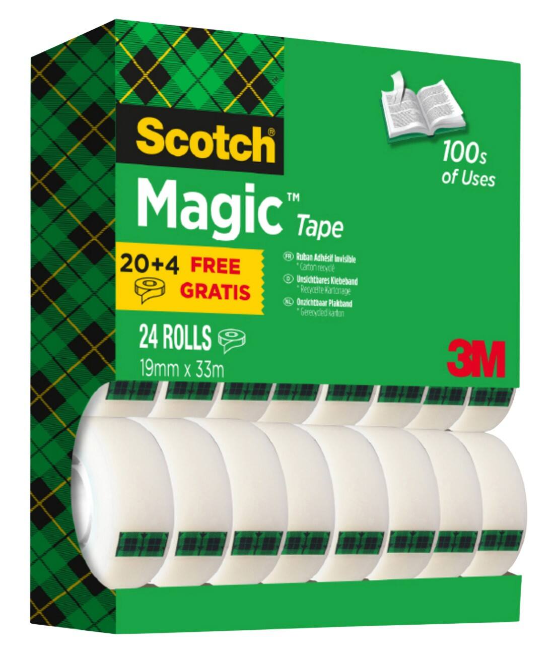 Ruban adhésif de bureau Scotch Transparent 66 mm (l) x 33 m (L) 24 unités