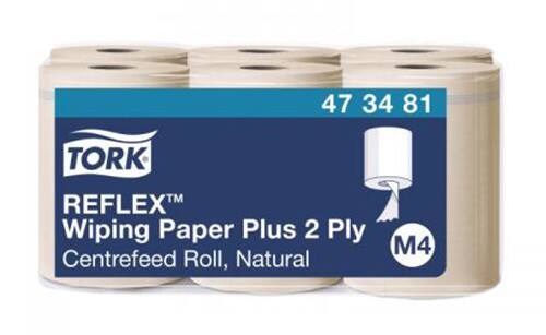 Essuie-tout Tork Reflex Plus Natural M4 Rouleau à dévidage central 2 épaisseurs Haute capacité d'absorption