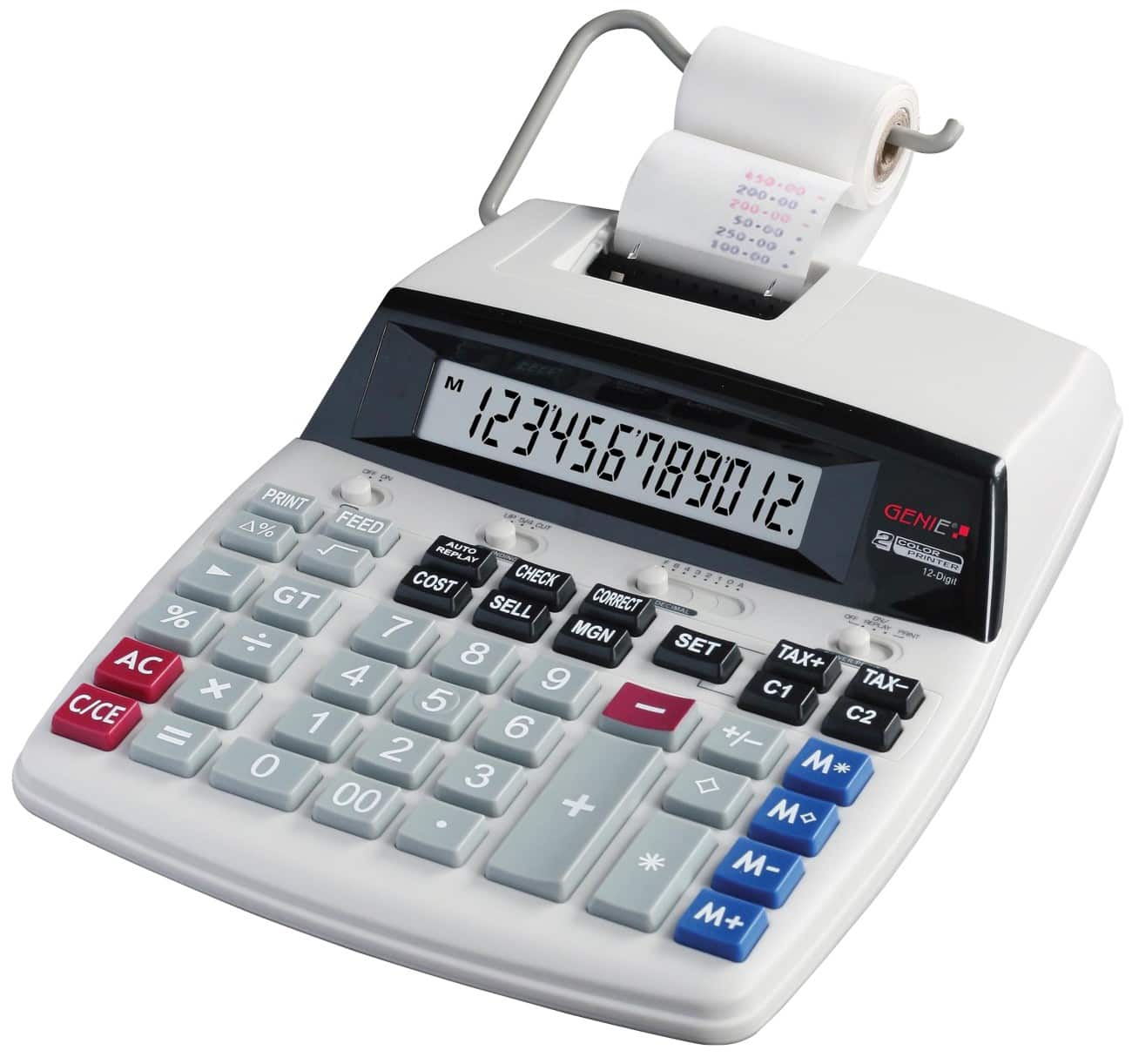 GENIE D69 Plus Desktop Druckender Tischrechner LCD-Anzeige einfarbiger Druck Währungsumrechnung Endsumme