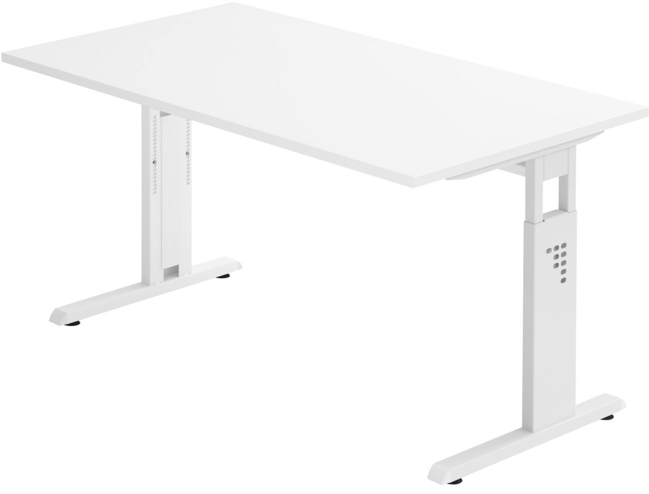 Bureau assis-debout Hammerbacher Hauteur ajustable Rectangulaire Blanc Piètement en C 1400 (l) x 800 (p) x 850 (h) mm Acier, aggloméré