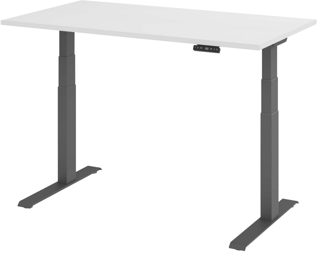 Bureau assis-debout Hammerbacher Hauteur ajustable électriquement Rectangulaire Blanc Piètement en C 1400 (l) x 800 (p) x 1290 (h) mm Acier, aggloméré