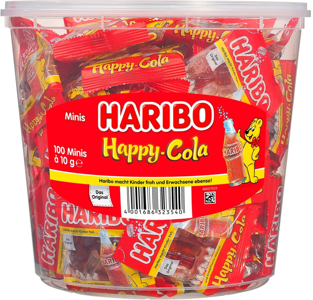 Gommes aux fruits Haribo Happy Cola Minis 100 unités de 10 g