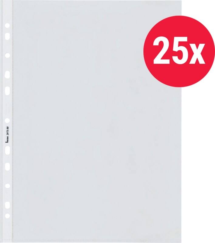 Bene Prospekthüllen A4 Glasklar Transparent 80 Mikron PP (Polypropylen) Öffnung oben 11 Löcher 25 Stück