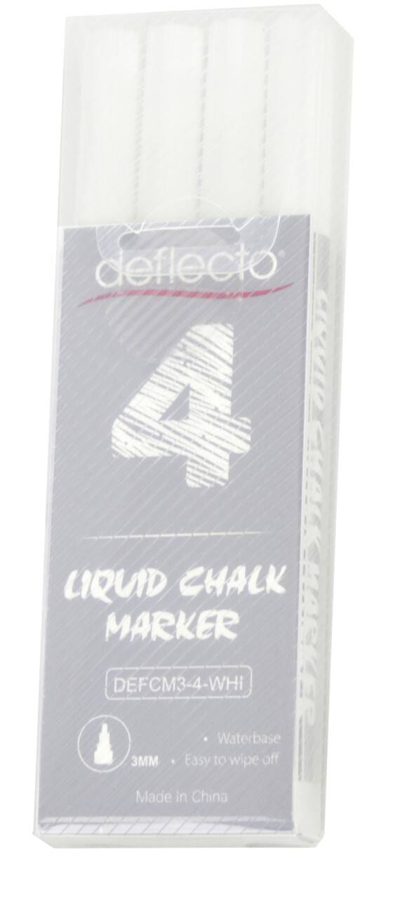 Marqueur craie Deflecto Non permanent Blanc Fin Biseauté 3 mm 4 unités
