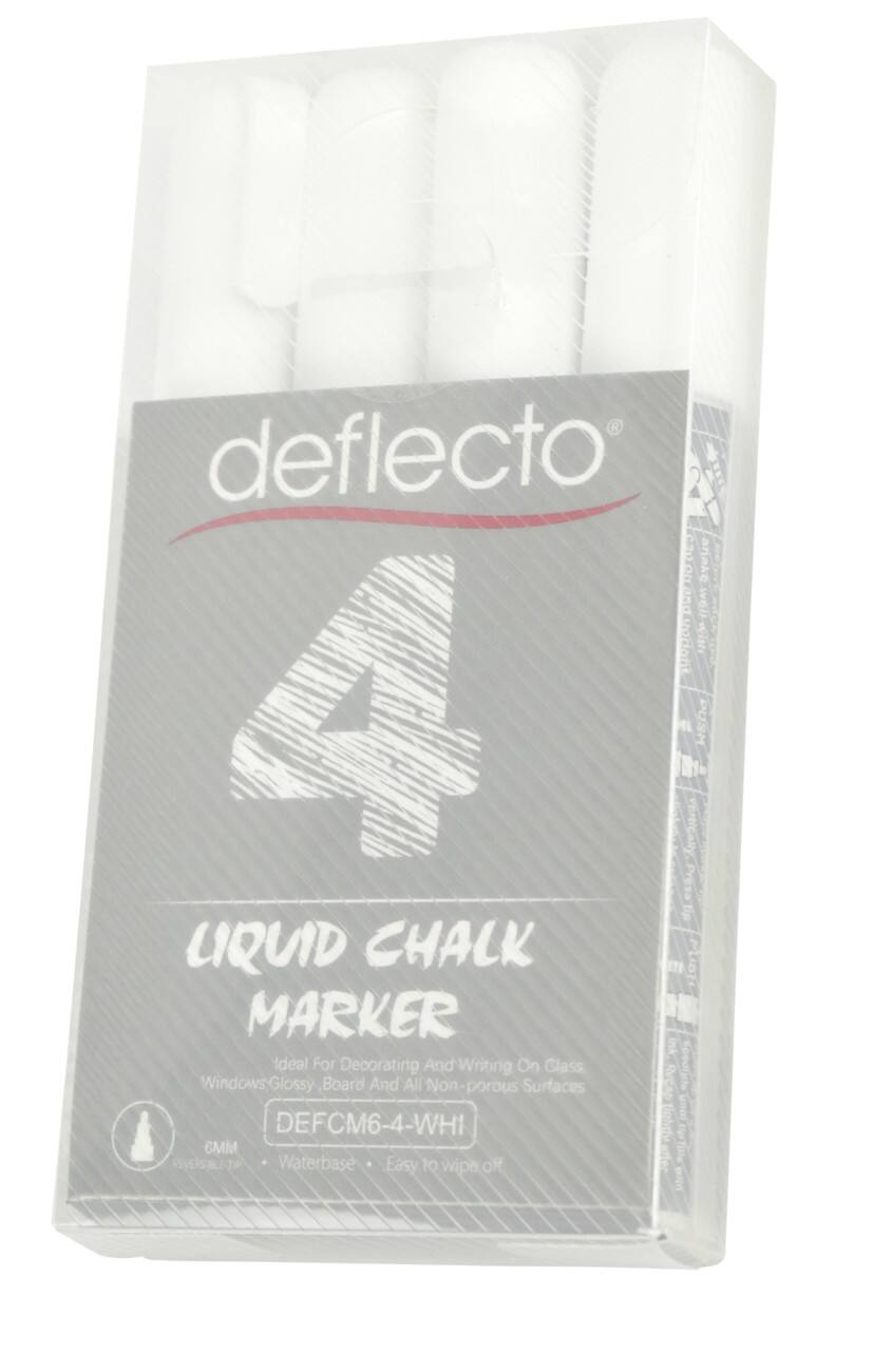 Marqueur craie Deflecto Non permanent Blanc Large Biseauté 6 mm 4 unités