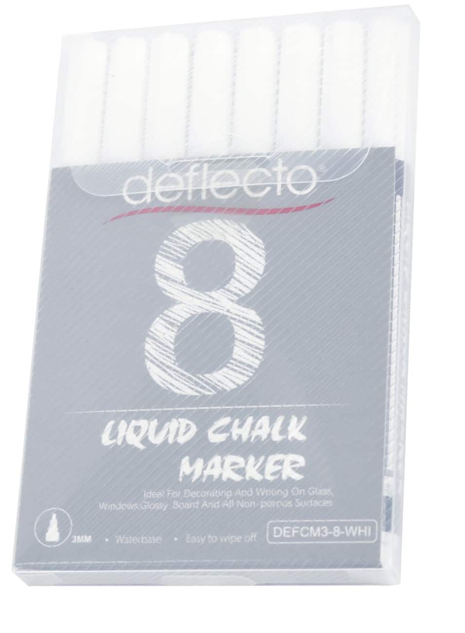 Marqueur craie Deflecto Non permanent Blanc Fin Biseauté 3 mm 8 unités