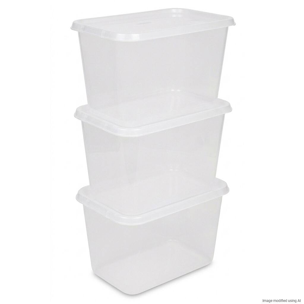 Boîte de rangement Viking Basic PP (Polypropylène) 58 L Avec couvercle Transparent 4 x 5,9 x 3,85 cm 3 unités