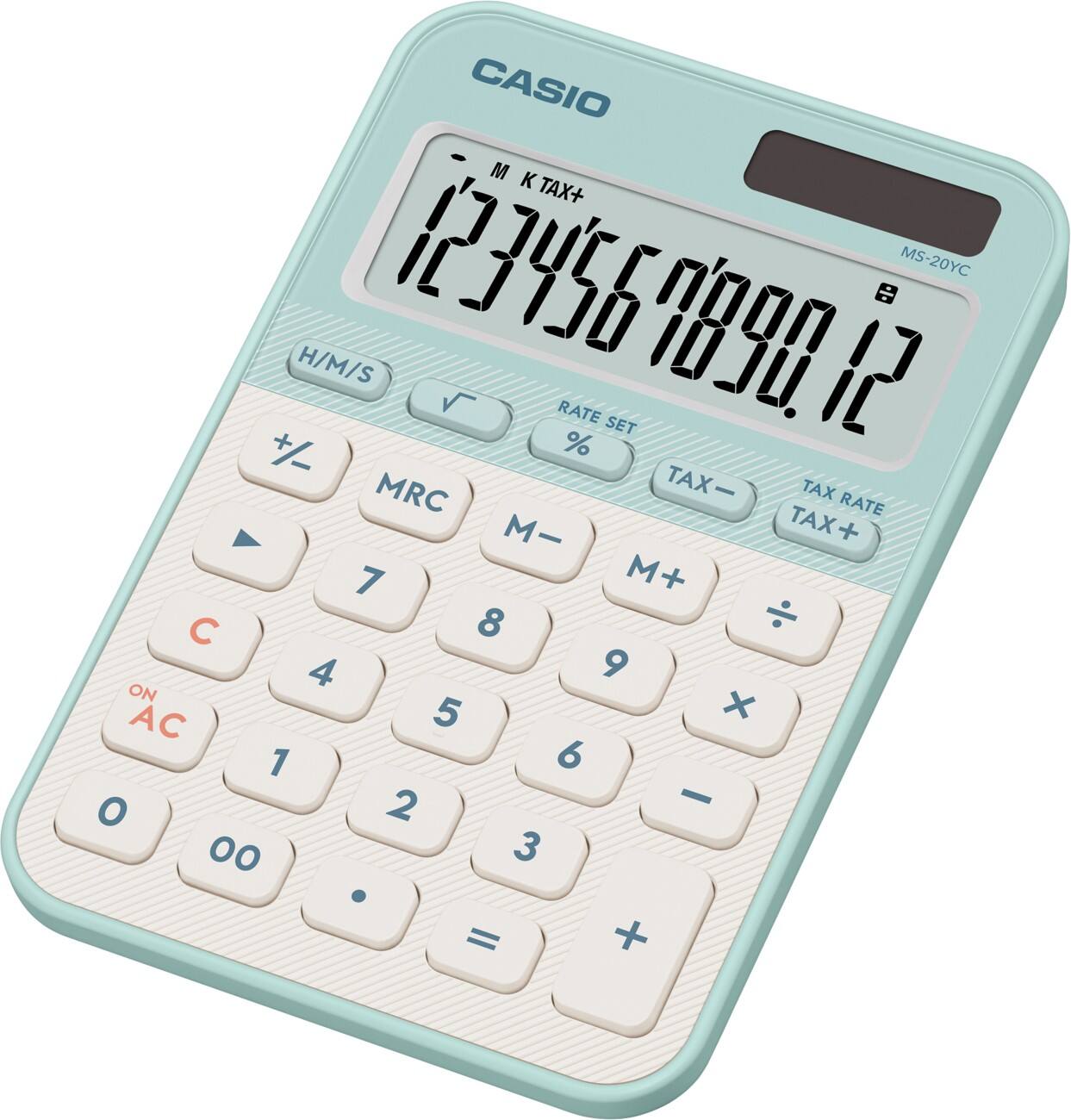 Calculatrice de bureau Casio Colorful 12 chiffres Vert clair MS-20YC-LG