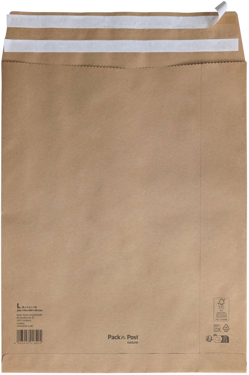 Pochette d'envoi Gusset Bande adhésive Marron Sans fenêtre 90 g/m² 2000 unités