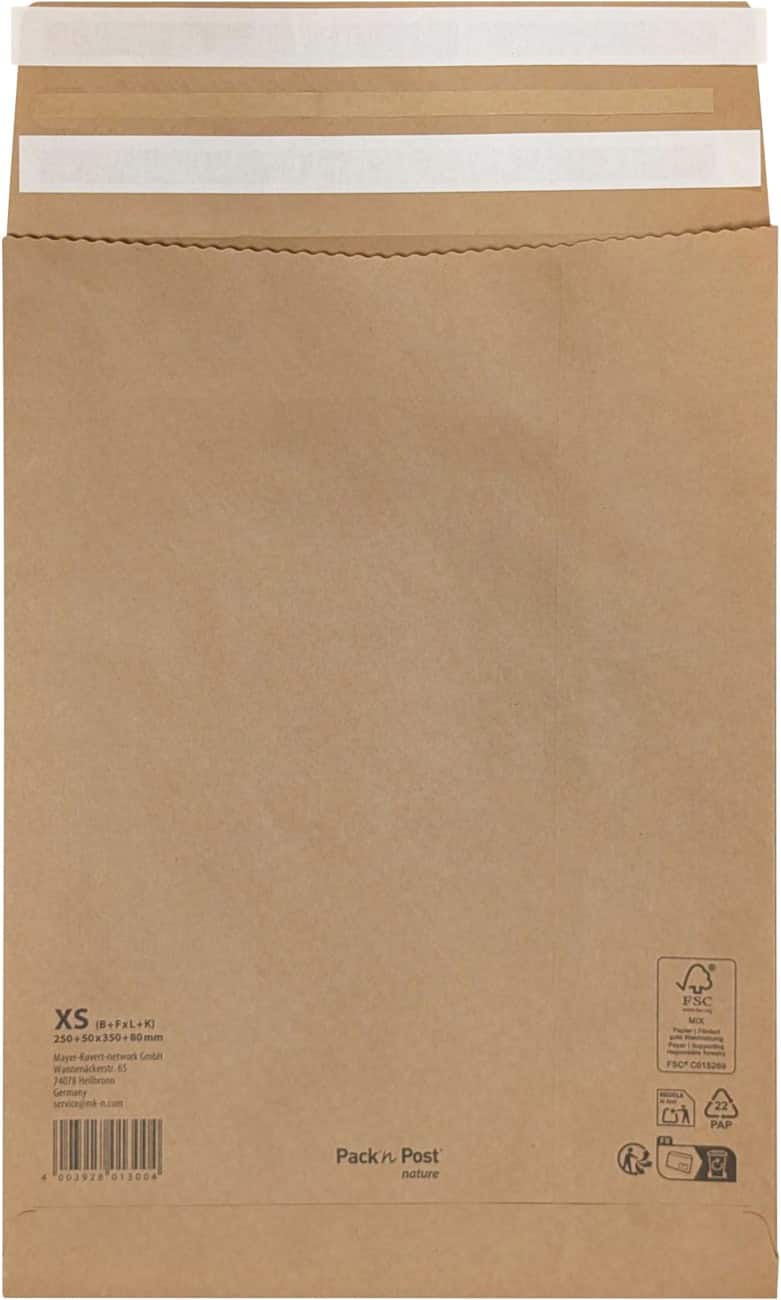 Pochette d'envoi Gusset B4 Bande adhésive Marron Sans fenêtre 100 g/m² 250 unités