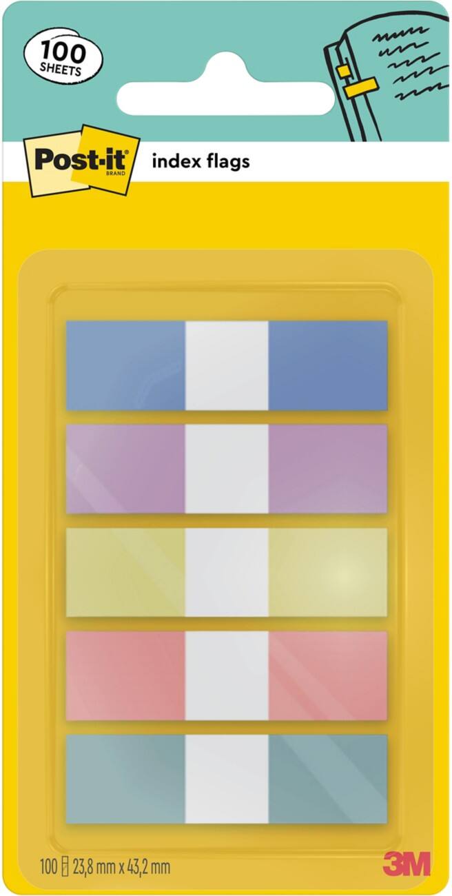 Marque-pages Post-it Rectangulaire 6,985 x 13,97 x 0,07 cm Pastel Multicolore 100 unités