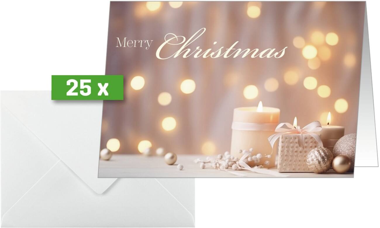 Carte de Noël Sigel Bougies 2 x 21,1 cm Beige 50 unités
