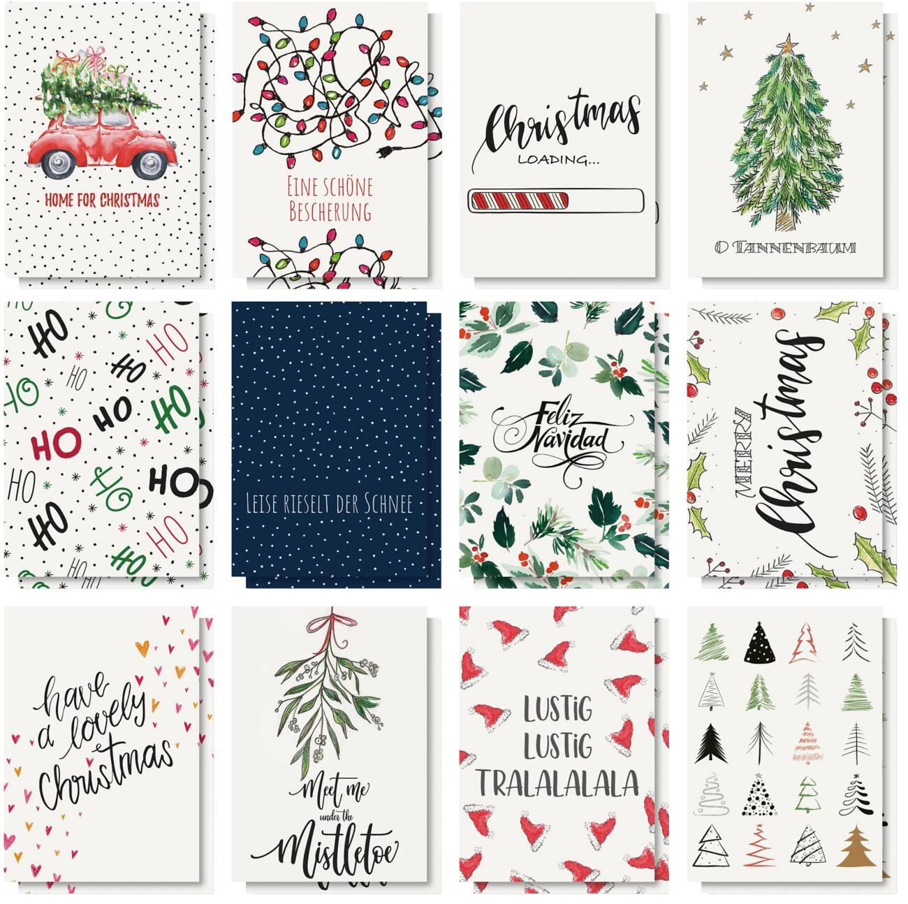 Carte de Noël Sigel Motifs et citations de Noël 0,9 x 14,8 cm Blanc 24 unités