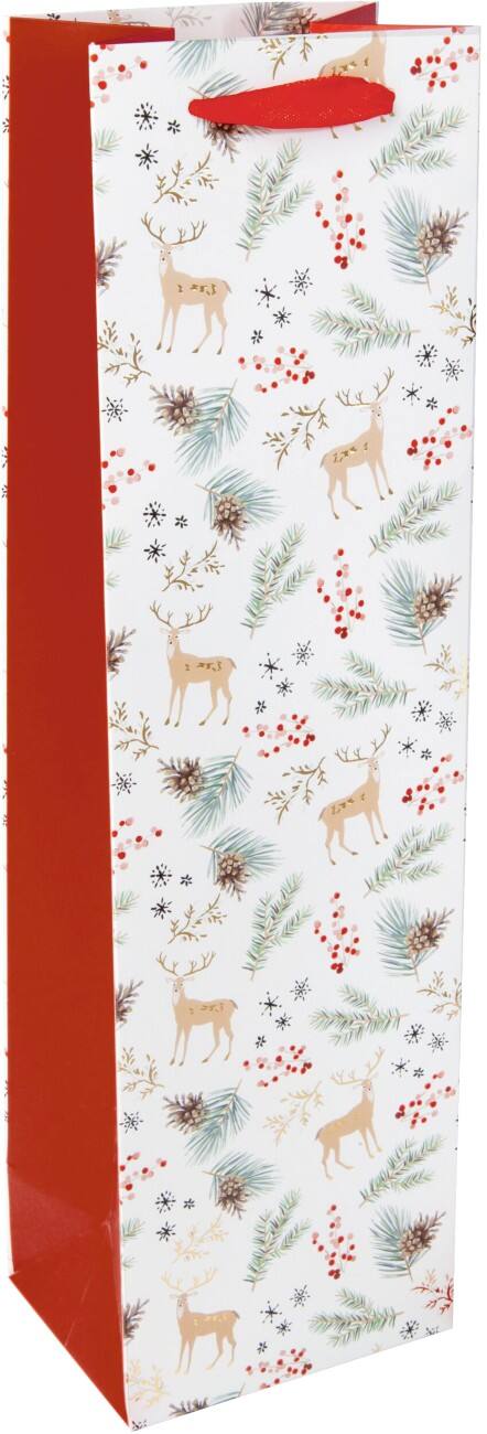 Sac cadeau Sigel Noël Pour bouteille Blanc Carton, Plastique 10 x 35 x 8 cm 5 unités